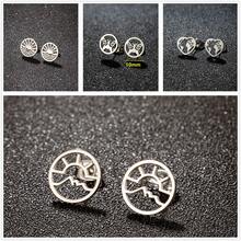 1 對不銹鋼海浪日出耳環女式珠寶空心幾何夏季耳環派對禮物 - 黑色 - 查看 1