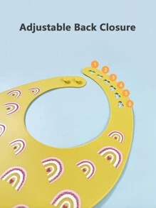 1個彩虹圖案嬰兒口水巾,防水,防油,易於清洗,6個扣子可調節,適合日常使用 - 黃色 - 查看 3