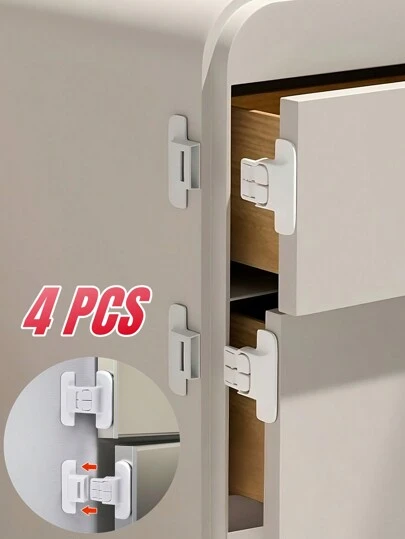 4pcs White Refrigerator Lock, Water Dispenser/Drawer/Cabinet Lock