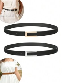 1 件女士腰带 腰带 连衣裙 牛仔裤 腰带 带金扣 腰带 适合日常穿着 夏季、学校秋季、秋季、万圣节