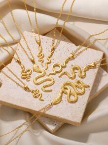 Stainless Steel Snake Necklace For Women Men Gold Color Zodiac Animal Pendant Necklace Fashion Jewelry Gift - Yellow Gold - View 5