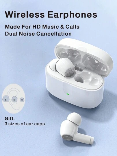 Wireless Earphones BT5.3 Headphones, ANC+ENC Dual Noise Cancellation Earbuds, In-Ear Headset With Microphone HD Calls & Music For IOS Android Cell Phone Sports, Business