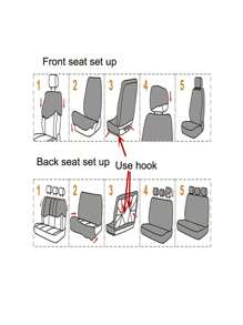 5 Seats Full Set Universal Car Seat Covers, Made Of Polyester Fabric With 4mm Sponge And Compression Technique, With Iron-On Butterfly Pattern, Multiple Colors Available. Suitable For Small And Medium-Sized Cars. - Red - View 6