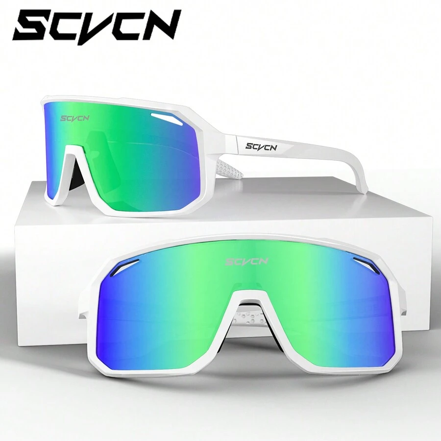 SCVCN 1 chiếc kính đạp xe thể thao nhiều màu sắc với nhiều màu gọng kính, thích hợp cho hoạt động ngoài trời, du lịch, đeo hàng ngày, chống gió, đi bộ đường dài, chạy bộ, câu cá, phong cách bãi biển, dành cho cả nam và nữ, có 1 tròng kính, không có hộp - Nhiều màu - Xem 1