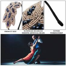 2入組波西米亞風格珠子和鑽石手工頭帶，適用於化妝派對、舞會、復古髮飾 - 彩色 - 查看 6