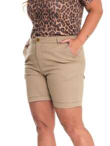 Women Shorts - 卡其色 - 查看 2