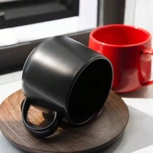 1pc European Style Ceramic Black Matte Big Capacity Mug - Black - View 5
