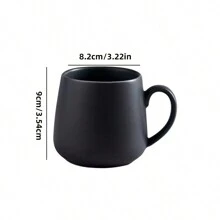 1pc European Style Ceramic Black Matte Big Capacity Mug - Black - View 2
