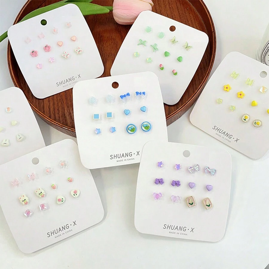 Resin Small Stud Earrings Set, Tragus Piercing - Multiple Styles - View 1