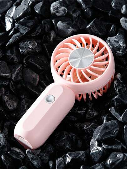 MEET SUN 1 pieza Ventilador de colores caramelo + Batería de litio recargable de 300mAh + Portátil de mano + Ventilador pequeño + 3 velocidades de viento + Ventilador de maquillaje, Ventilador eléctrico portátil de escritorio mini para refrescarse en verano, silencioso