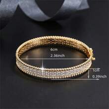 Set de 2 piezas de pulsera y anillo de circonita cúbica de círculo completo para mujer con estilo nupcial