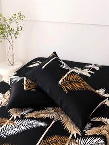 3 cái/bộ Bộ ga trải giường in sẵn, bao gồm 1 ga trải giường và 2 vỏ gối (Chiều sâu ga trải giường 30cm) - cây dừa - Xem 7