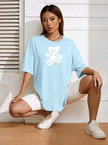 Plus Size T-Shirts - Màu xanh nhạt - Xem 2