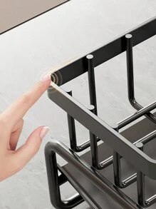 1pc Multi-Color Bathroom Desktop Rack, Water Pool Sponge Rag Drain Rack, Kitchen Over The Sink Drain Wire Ball Dishwashing Pool Storage, For Bathroom And Kitchen, Home Supplies - Grey - View 10