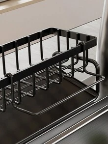 1pc Multi-Color Bathroom Desktop Rack, Water Pool Sponge Rag Drain Rack, Kitchen Over The Sink Drain Wire Ball Dishwashing Pool Storage, For Bathroom And Kitchen, Home Supplies - Grey - View 7