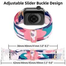 chinbersky 可愛的花紋彈性帶,與蘋果手錶38mm 40mm 41mm 42mm 44mm 45mm 49mm Women兼容,尼龍彈性替換帶,用於一系列9 8 7 6 5 4 3 2 1 Se Ultra 2 - 花朵圖案 - 查看 3