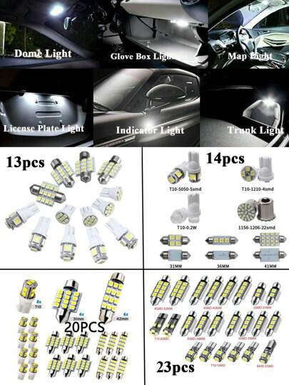 Multifunktionell Bil Led Kombination Uppsättningar T10 Bredd Indikator Lampa Läslampa Registreringsskylt Lampa Interiör Lampa