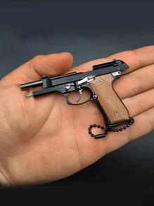 Llavero de pistola de juguete modelo simulado de metal, accesorio desmontable para pistola de metal, ornamento de llavero de pistola de juguete, accesorio de pistola de juguete - Negro - Ver 4