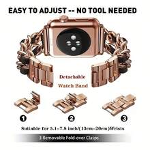 2合1智能手錶帶+閃閃發光保護殼，適用於 Apple Watch 40mm、41mm、44mm、45mm，適用於系列Se、9、7、8、3、4、5、6，適用於女孩和女士 - 金黑 - 查看 2