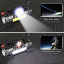 Lampara De Cabeza Linterna Iluminacion Doble, Recargable USB, Con Iman, Doble potente - Negro - Ver 10