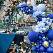 WellParti 136 Pcs Of Blue Latex Balloon Wreath Arch Set, Wedding Decoration, Birthday Party, Anniversary Decoration, Graduation Decoration, Festival, Indoor And Outdoor Decoration, Home And Room Decoration
