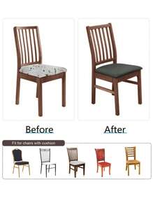 Housse de tabouret haute élasticité de couleur unie 4PCS/6PCS, protecteur de poussière amovible et lavable pour salon, salle à manger, hôtel