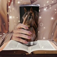 1 Pieza Taza De Acero Inoxidable Realista De Caballo, Regalo Inspirador Para Los Amantes De Los Caballos, Granjero, Taza De Animal Aislante, Cumpleaños, Día De San Valentín, Graduación, Taza De Recuerdos De Carreras De Caballos, Taza De Viaje, Adecuada Para Hombres Y Mujeres, 20 Oz