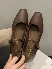 Zapatos Planos De Un Solo Color Para Mujeres, Zapatos Planos De Estilo Onda Francesa Mary Jane Suela Suave Antideslizante, Nuevos De Primavera Y Otoño