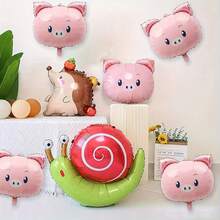 5 gói Của 23 Inch Màu hồng Con lợn Đầu Buổi tiệc Đồ trang trí Sinh nhật Chủ đề Đồ trang trí Phim nhôm Qủa tặng Quả bóng bay - 5 bong bóng đầu lợn - Xem 4
