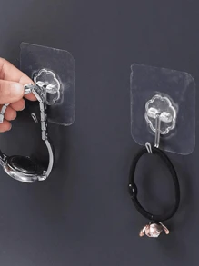 5 piezas/1 piezas /8 piezas Gancho de pared adhesivo fuerte de acero inoxidable transparente, gancho de almacenamiento de llaves multiusos, adecuado para cocina, baño, puerta