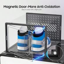 6packs Shoe Storage Boxes, Clear Plastic Stackable Shoe Organizer For Closet, Shoe Box With Magnetic Door, Foldable Shoe Storage Bin, Sneaker Storage Box Shoe Rack Container Holder - Black - View 7