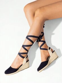 Women's Closed Toe Lace Up Espadrilles Fashion Straps Sandals  Vocation Beach Dressy Summer Platform Wedge Sandals Shoes - 藏蓝色 - 查看 5