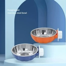 1pc Plastic & Stainless Steel Detachable Pumpkin-Shaped Pet Food And Water Bowl - Adjustable Height For Convenient Feeding And Cleaning