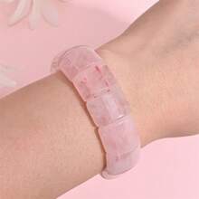 1 chiếc vòng tay đá thạch anh hồng và thạch anh tím tự nhiên không đối xứng thanh lịch và thời trang dành cho nữ, thiết kế hình tròn đơn, tối giản, thanh lịch, dây chuyền đá thời trang - Pha lê tự nhiên - Xem 5