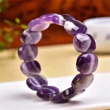 1 chiếc vòng tay đá thạch anh hồng và thạch anh tím tự nhiên không đối xứng thanh lịch và thời trang dành cho nữ, thiết kế hình tròn đơn, tối giản, thanh lịch, dây chuyền đá thời trang - Pha lê tự nhiên - Xem 8