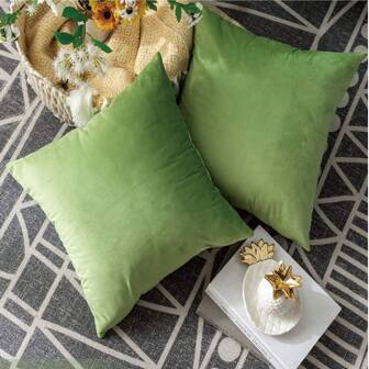 1入組無填充物的純色坐墊套,豪華的方形沙發靠墊套,家居裝飾