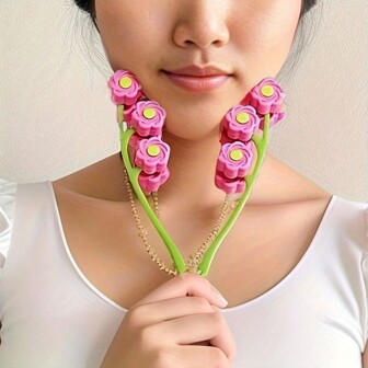 1/2 件花形面部按摩器，自然紧致 - 美容滚轮，打造 V 型轮廓和放松，无需电池，美容、护肤产品、水疗、自我护理、护肤工具、面部护理、美容师用品、按摩、面部按摩工具、面部滚轮