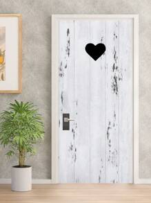 15.16"X78.74" X 2pcs / 17.7"X78.74" X 2pcs Creative Distressed White & Yellow Wood Grain Wall Stickers, Black Heart Decor Door Stickers, Removable Self-Adhesive Wall Decals, Fridge Stickers, Waterproof Removable Door Stickers, Stickers, Wall Decals, Vinyl Decals, Home Decor, Spring Decor, Refresh Your Home, Rama Decor Sticker Gift, Birthday & Graduation Gift - Multicolor - View 10