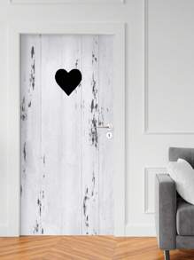 15.16"X78.74" X 2pcs / 17.7"X78.74" X 2pcs Creative Distressed White & Yellow Wood Grain Wall Stickers, Black Heart Decor Door Stickers, Removable Self-Adhesive Wall Decals, Fridge Stickers, Waterproof Removable Door Stickers, Stickers, Wall Decals, Vinyl Decals, Home Decor, Spring Decor, Refresh Your Home, Rama Decor Sticker Gift, Birthday & Graduation Gift - Multicolor - View 11
