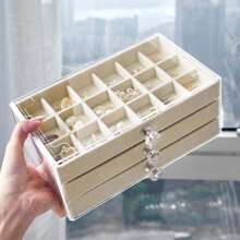1pc PS Dustproof Jewelry Box, Multi-grid Clear Jewelry Storage Box For Home