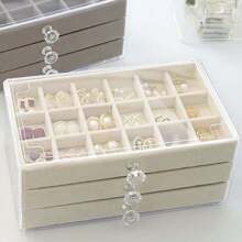 1pc PS Dustproof Jewelry Box, Multi-grid Clear Jewelry Storage Box For Home