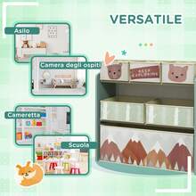 aosom Scaffale Portagiochi Per Bambini Mobile Per Cameretta Con 6 Contenitori Rimovibili In Tessuto, 63x30x66cm - Green - View 4