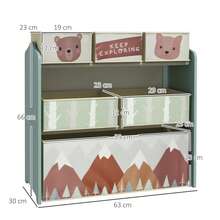 aosom Scaffale Portagiochi Per Bambini Mobile Per Cameretta Con 6 Contenitori Rimovibili In Tessuto, 63x30x66cm - Green - View 3