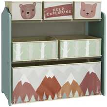 aosom Scaffale Portagiochi Per Bambini Mobile Per Cameretta Con 6 Contenitori Rimovibili In Tessuto, 63x30x66cm - Green - View 7