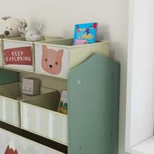 aosom Scaffale Portagiochi Per Bambini Mobile Per Cameretta Con 6 Contenitori Rimovibili In Tessuto, 63x30x66cm - Green - View 9