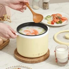 An All-In-One And Multifunctional Electric Pot With Non-Stick Coating, Can Cook Noodles, Fondue, Steak, Stew, Soup, Fried Snacks, Stir-Fry, Suitable For Office, Bedroom And Home - Pink - View 3