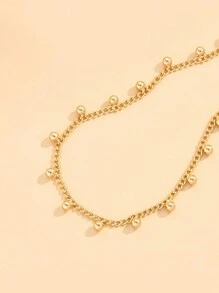 FOREVER QUEEN S925純銀短足鏈圓珠簡約平鏈款度假風跳躍足鏈 - 金黃色 - 查看 2