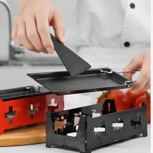 Swiss Cheese Raclette Grill Set With Non-Stick Raclette Tray And Candle Holder, For Butter Cheese - Steel Handle Black Set (including 3 Candles) - View 3