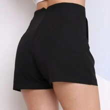 Domi Modas Shorts Tailored Fashion Plus Size Model ZR Women's High Waist With Zipper 9256 - 黑色 - 查看 5