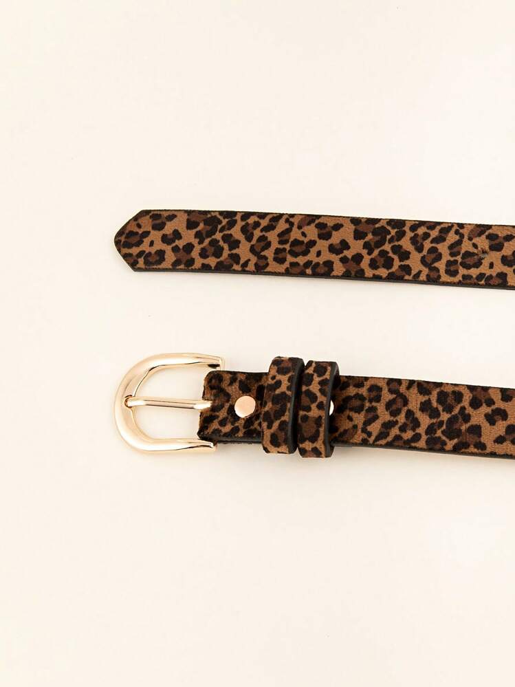 1 pieza Cinturón de mujer vintage con hebilla sencilla y estampado de leopardo, estilo bohemio para verano, escuela, otoño, Halloween - Multicolor - Añade 2